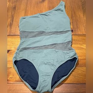 Carmen Marc Valvo Swimwear Womens‎ Olive Green One Shoulder One Piece Swimsuit 6